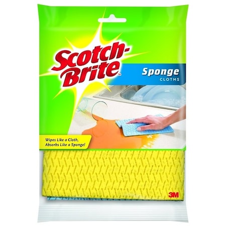 Scotch-Brite Sponge Cloth, 7.8 in L, 6.8 in W, Cellulose, Blue 9055