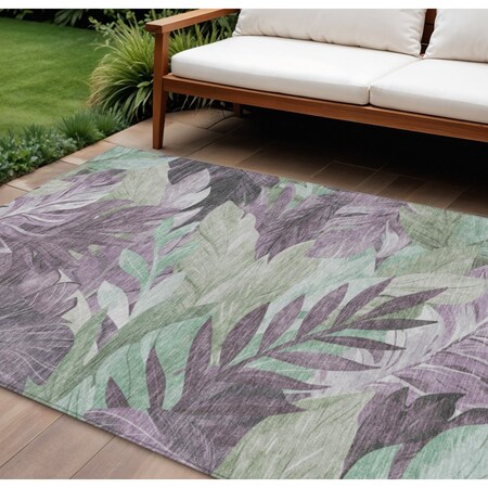 Homeroots 9' X 12' Lavender And Lilac Floral Washable Indoor Outdoor Area Rug 611118