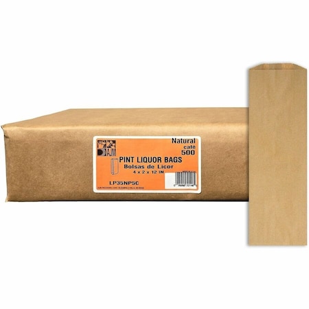 Ajm Pint-Size Liquor Bags, Natural Kraft, Paper, Bottle, Supplies, Recycled, 500PK LP35NP5C