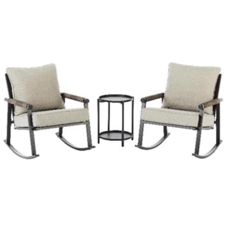 Living Accents Genesis Dark Gray Steel Frame Rocking Chair with End Table HSVS353V