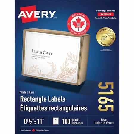 Avery Full Sheet Shipping Label, PK100 05165