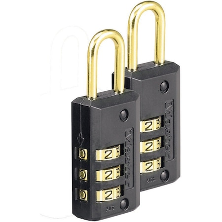 Master Lock Luggage/Briefcase Padlock, Brass, Side, PK2 646T