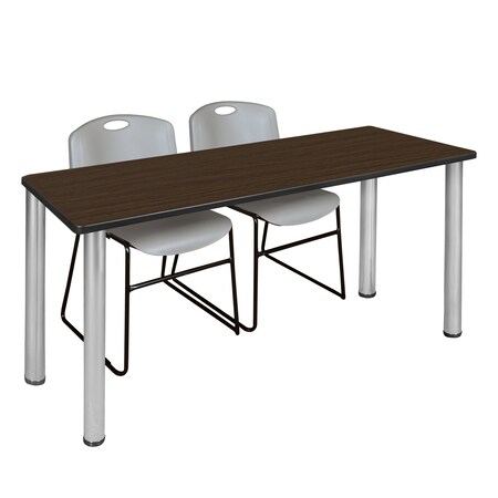 Regency Kee Training Table W/ 2 Zeng Chairs, 60 in W, 24 in L, Neo Walnut MT6024NWBPCM44GY