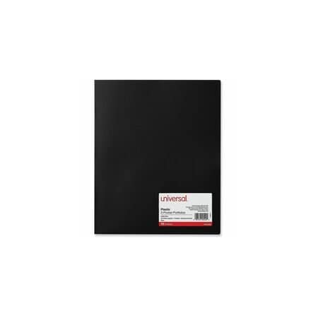 Universal Two-Pocket Plastic Folders, 11 x 8 1/2, Black, 10PK UNV20540