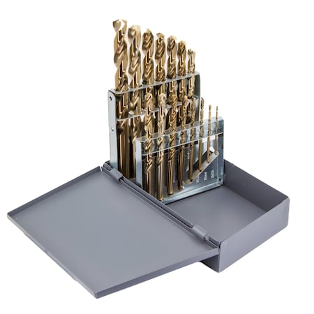 Drill America 15 Piece Cobalt Jobber Length Drill Bit Set, 1/16" - 1/2", DWDCO Series DWD15J-CO-SET
