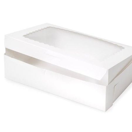 Nashville Wraps 10x7x2.5 White Window Bakery Cake Boxes, 1-piece Lock Corner, 100PK BBWHW1072