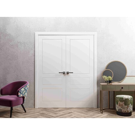 Vdomdoors Interior Solid French Double Doors 60 x 80 inches / Mela 0733 Painted White / Wood Interior Solid P MELA0733DD-BEM-60