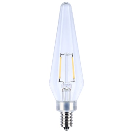 Satco 2 Watt Prismatic HX11 LED - 2700K CCT - Candelabra Base - 120 Volt - Clear Finish - 2-Card, PK2 S12140