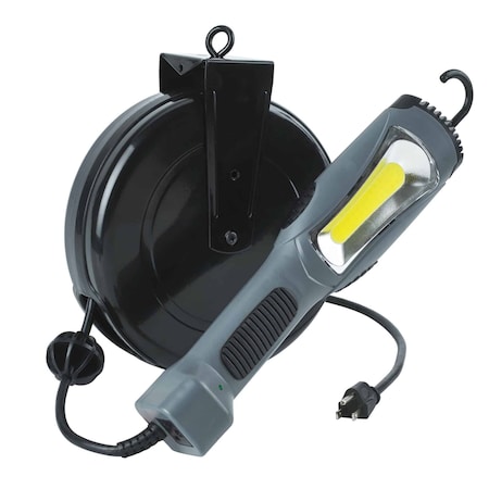 Alert Reel Mfg ProReel Professional Grade Retractable Cord Reel w/LED Light, 12 Amp, 30' 16/3 SJTOW, 1500 Lumen 5030AM