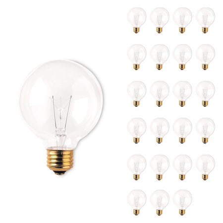 Bulbrite Incandescent G25 Medium Screw Base E26 Light Bulb, 40 Watt, Clear, 24PK 861021