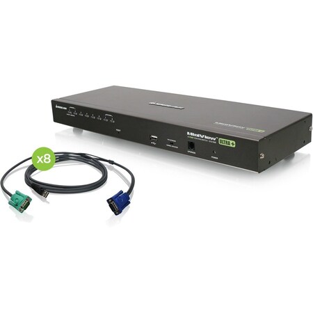 Iogear 8-Port USB PS/2 Combo VGA KVM Switch with USB KVM Cables GCS1808KITUTAA