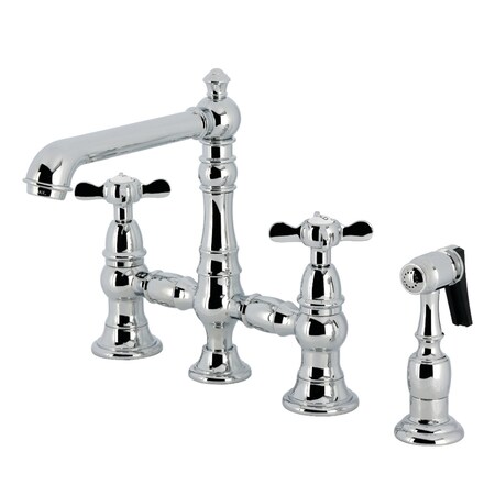 Kingston Brass Bridge Kitchen Faucet with Brass Sprayer, Polished Chrome KS7271BEXBS