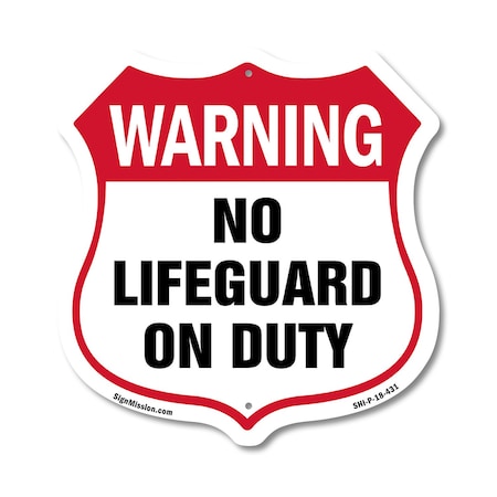 Signmission Pool Safety Shield Sign Warning No Lifeg, 18 Inch X 18 Inch, Plastic Sign SHI-P-18-431