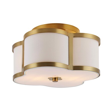 Jonathan Y Quatrefoil 13" Scalloped Shade Metal Classic Glam LED Flush Mount, Brass Gold JYL9507B