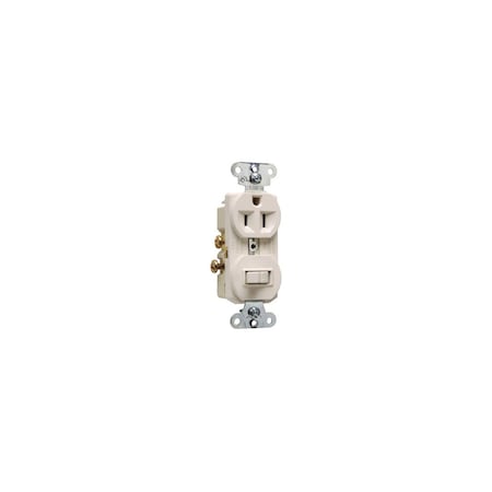 Pass & Seymour Switch & Outlet, Single-Pole, Light Almond, 15-Amp, 120-Volt 691LACC6