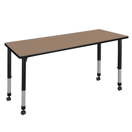 Regency Kee Height Adjustable Mobile Classroom Activity Table, 60 in W, 24 in L, Noble Oak MT6024NOAPCBK