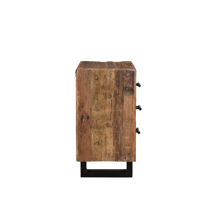 Homeroots 30" Dark Brown Solid Wood Distressed Three Drawer Nightstand 521225