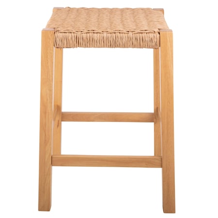 Alaterre Furniture Newport 24in H Wood Counter Height Stool 24 with Handcrafted Woven Rope Seat, Natural ANNP2220