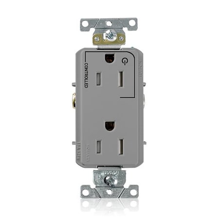 Leviton Dec Plus Dup 15A 125V TR 1Mrk-Ctrl Gry TDR15-S1G