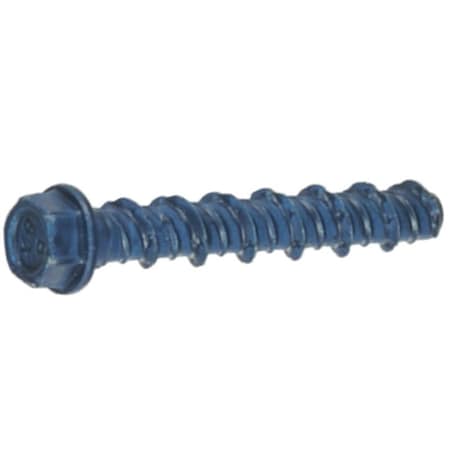 Tapcon Screw Anchor, 2 in L, Hex Drive, Steel, Metallic, 4/PK, 4PK 24192