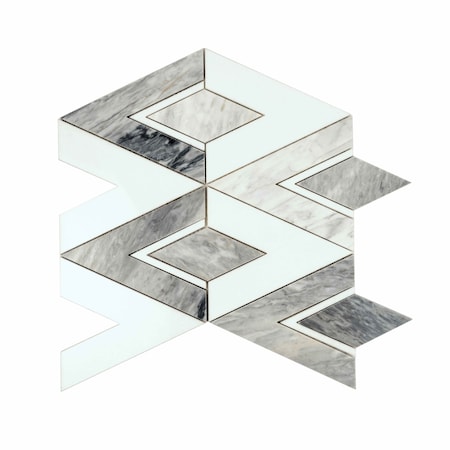 Apollo Tile Toscana 12x12 in. Polished Calacatta Bluette, Thassos White Geometric Diamond Mosaic Tile, 5PK APLEML88D09A