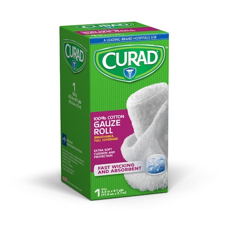 Medline CURAD 100% Cotton Gauze Roll, 4.5in x 4 yd., 24PK CUR25865ERB