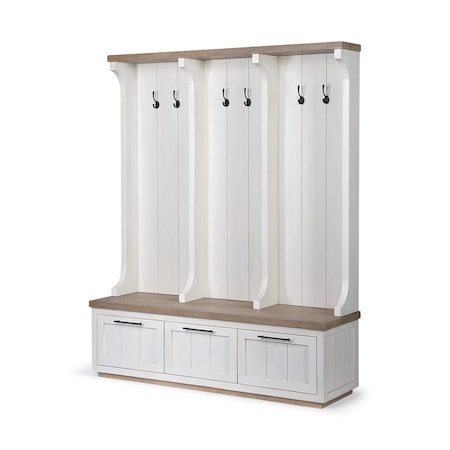 Homeroots 76in White Solid Wood Six Hook Freestanding Coat Rack 376446