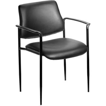 Boss Square Back Diamond Stacking Chair W/Arm In Black Caressoft B9503-CS