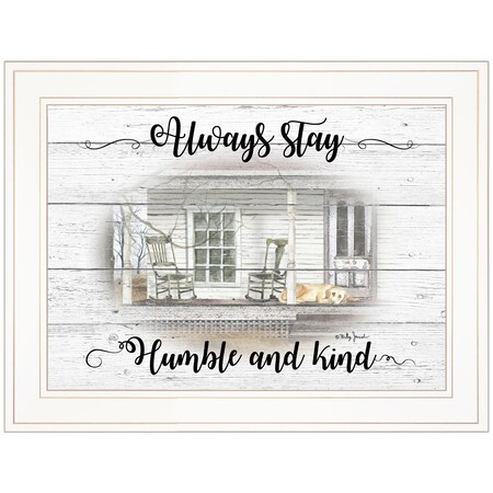 Homeroots Humble and Kind 1 White Framed Print Wall Art 406349