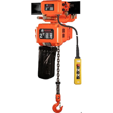 Bison Lifting Equipment 2 Ton 3 Phase, Electric Chain Hoist W/ Motorized Trolley, 20Ft, 230v/460v HHBD02SK-01 + WPC02 / 20'