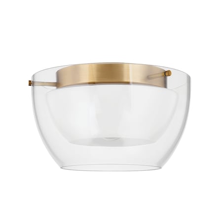 Troy Lighting Dutton 1 Light Flush Mount 14 In. Patina Brass C5114-PBR