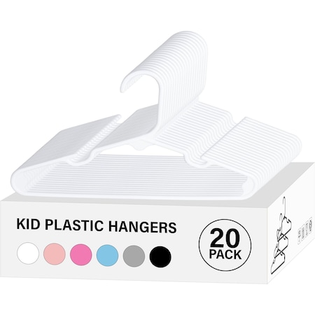 Simple Deluxe Kids Plastic Hangers, Non-Slip 11.5 Inch Baby Hangers, White, 20PK HKHANGPLASTCKID20WHT