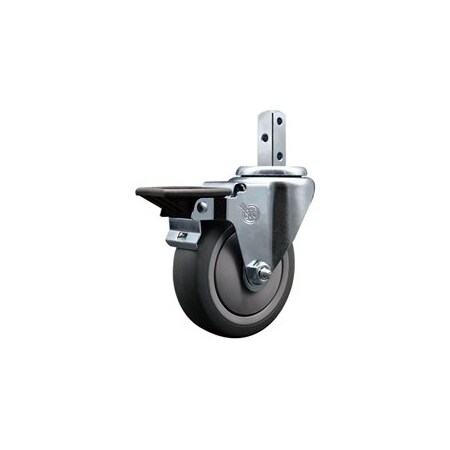 Service Caster 4'' Thermoplastic Rubber Wheel Swivel 7/8'' Square Stem Caster with Brake SCC-SQ20S414-TPRB-PLB-78