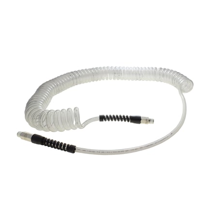 Technithane Spiral Hose, 1/4 in x 20 ft, 1/4 in Male NPT, Rigid/Swivel, Clear TT-14-20-C-RS