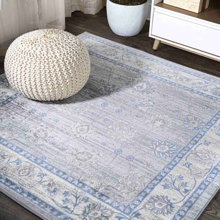 Jonathan Y Modern Persian Vintage Moroccan Traditional Gray/Blue 6 ft Square Area Rug MDP101G-6SQ