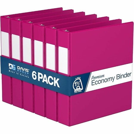 Davis Group Premium Economy, Angle D Ring, Binder, (Pink, 1.5"), PK6 2302-43-06