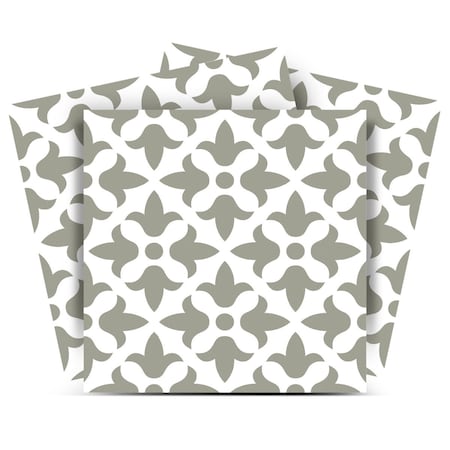 Homeroots 6" X 6" Sage Gray Fleur Removable Peel and Stick Tiles 400397