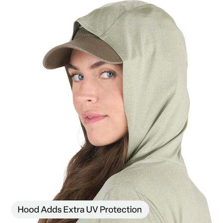 Berne Womens 2XL Heathered Seagrass Long Sleeve Hooded UPF Sun Shirt WSH13HSEAR520