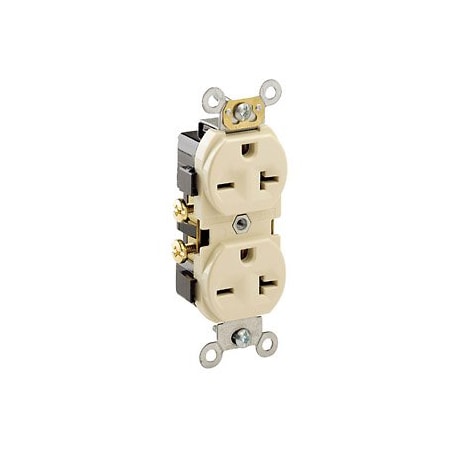 Leviton Commercial Grade Duplex Receptacle, 20 Amp, 250 Volt 5822-I