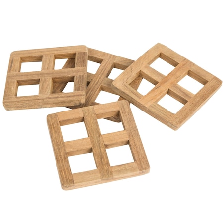 Homeroots set of four 3.00in Square Wood Coaster 478235