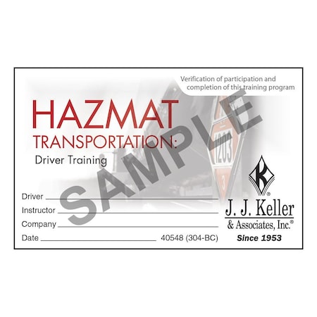 Jj Keller RefMaterial, HazMatTraining, Card, PK10 40548