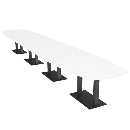 Skutchi Designs Arc Boat Conference Table, 45 in W, 240 in L, White HAR-ABOT-48X240-DOU.BK-W960