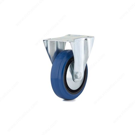 Richelieu Industrial Blue Elastic Rubber Caster, Fixed, with Plate, Blue F08337
