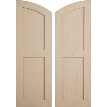 Ekena Millwork Rough Sawn 2 Equal Flat Panel w/Elliptical Top Faux Wood Shutters, 12W x 54H 50 Low Side, PR SHUFPL12X54RSPR