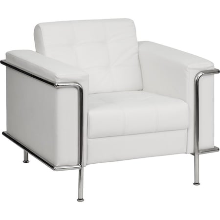 Flash Furniture Hercules Lesley Chair, White Back, 36-3/4 in W 33" L 32-1/2" H, Straight, Leather Seat ZB-LESLEY-8090-CHAIR-WH-GG