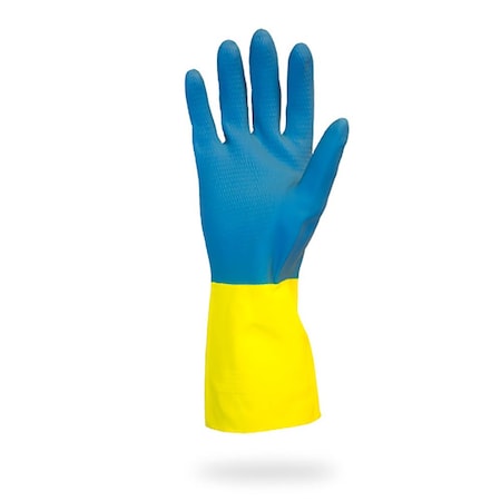 Safety Zone Flock Lined Neoprene 22 mil Gloves - Blue/Yellow, Sm - 12 Pairs GRLY-SM-1SF