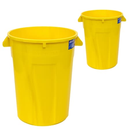 Magnum Tool 44 Gallon Trash Can, High-Vis Yellow, Construction Grade, Heavy Duty Plastic, 2PK CMTC-C000-44Y02