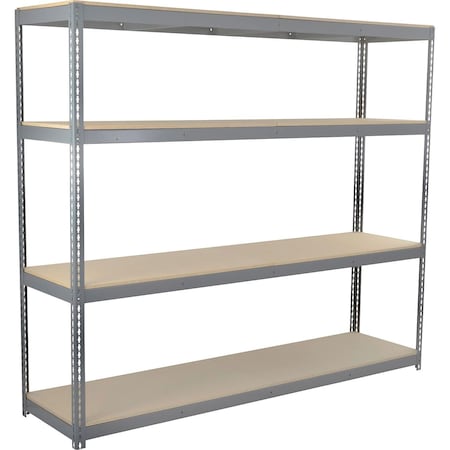 Global Industrial 4 Shelf, Standard Duty Boltless Shelving, Starter, 96"W x 48"D x 84"H, Wood Deck 255134GY
