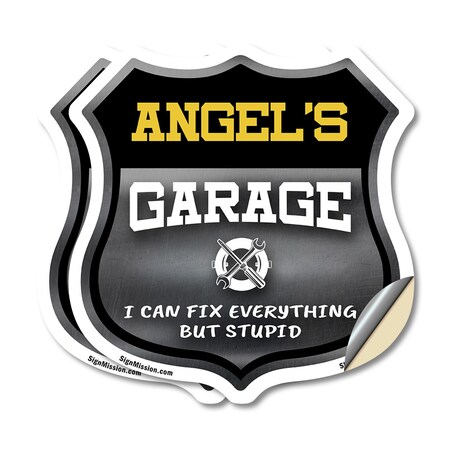 Signmission Angel's Garage I Can Fix Everything But Stupid, 4 inch X 4 inch, Vinyl Decal, 2PK SHI-D-2PACK-4-490-ANGEL