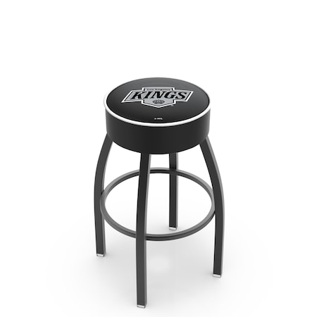 Holland Bar Stool Co 25" Los Angeles Kings Cushion Seat, Blk Wrinkle Base Swivel Bar Stool L8B125LAKing